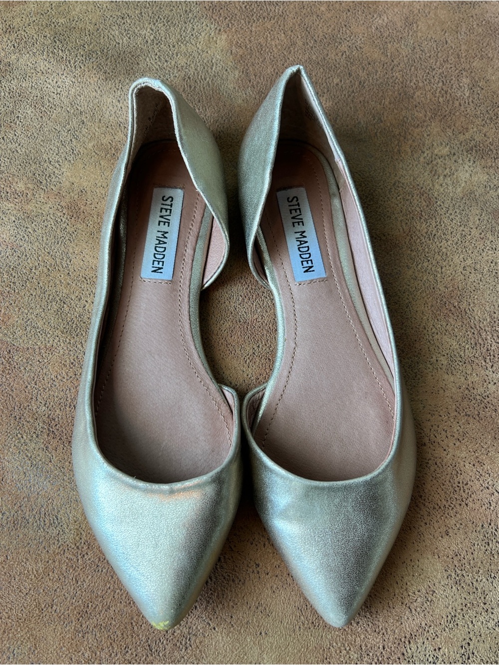 Steve Madden Metallic Gold Pointed D'Orsay Flats
